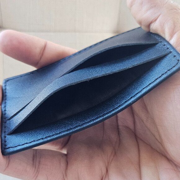 Leather Card Holder Handmade Black Genuine Leather Cardholder Handmade - Picture 7 of 11